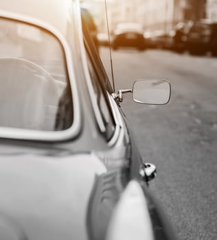 mirror of classic retro auto. photo