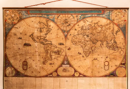 Authentic antique map. Exploration, geography, vintage background photo