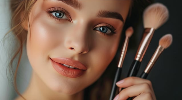 AI generated women using brushes for makeup photo