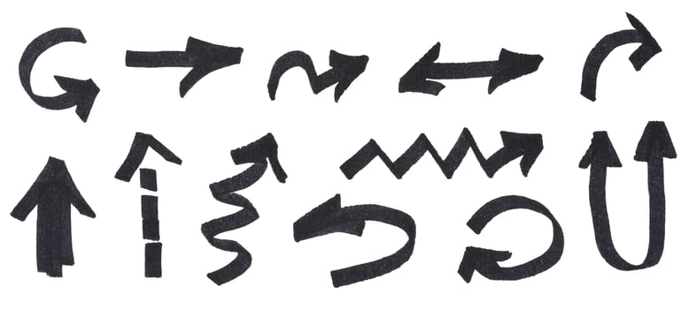 Arrows drawn with black marker in different directions photo