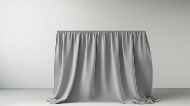 AI generated Blank grey fabric curtain mockup, Empty room with window curtains photo