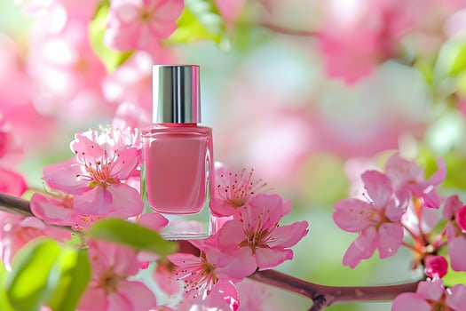AI generated Chic and Glittery Spring Nail Polish Banner for Sparklecore Nails photo