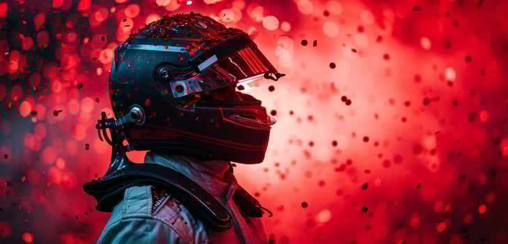 AI generated a race car driver celebrates confetti on a podium photo