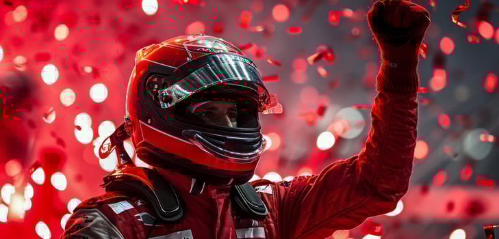 AI generated a race car driver celebrates his win photo