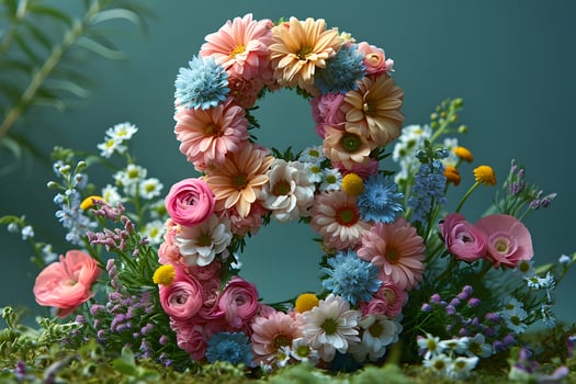 AI generated Happy 8th march, international women's day floral banner background with spring flowers decoration. photo