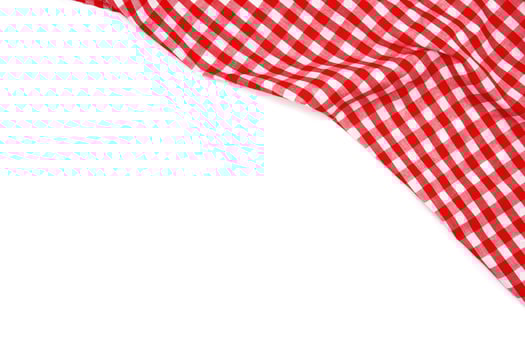 Wrinkled red gingham fabric with copy space. photo