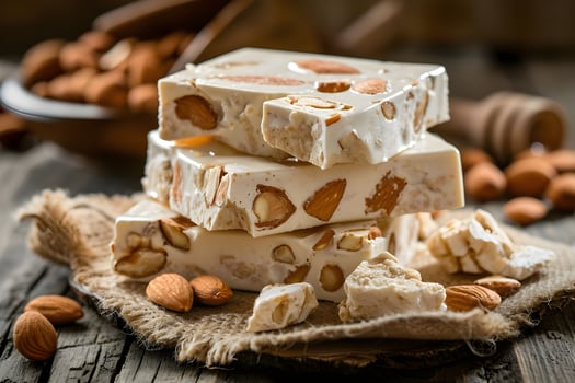 AI generated Classic Spanish Elegance Almond and Honey Turrn Delight photo