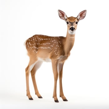 AI generated A serene deer stands out on a pure white backdrop, Ai Generated photo