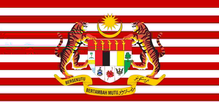 Flag and coat of arms of Malaysia on a textured background. Concept collage. photo