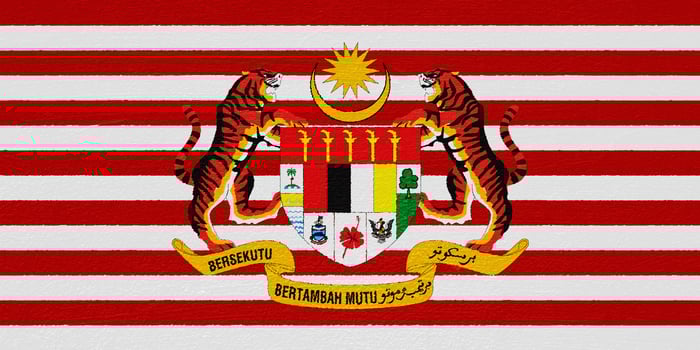 Flag and coat of arms of Malaysia on a textured background. Concept collage. photo