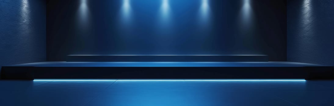 AI generated an elegant interior black model on a blue backdrop photo