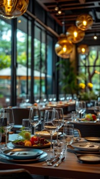 AI generated Modern interior aesthetics blend seamlessly with delectable dishes, offering a feast for the senses photo