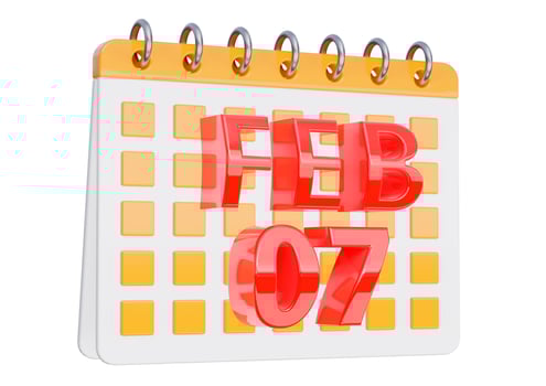 February 7. calendar design isolated on white background photo