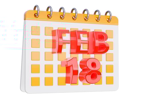 February 18. calendar design isolated on white background photo