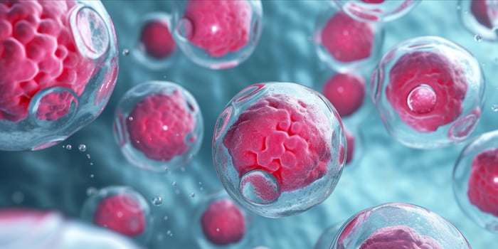 AI generated Human Cells, Embryonic Stem Cell Microscope photo