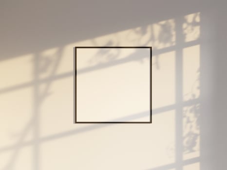 Mockup poster frame in modern interior background with summer sunlight photo
