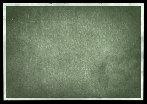 Vintage dirty green paper background with black frame. Vintage paper. photo