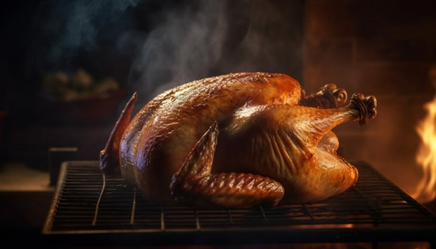 AI generated Grilled meat on fire, barbecue cooking, natural freshness, healthy meal generated by AI photo