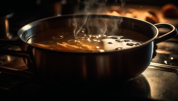 AI generated Cooking food on a stove top creates a delicious, healthy meal generated by AI photo