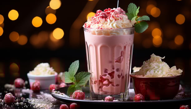 AI generated Freshness on the table dessert, fruit, drink, ice, and yogurt generated by AI photo