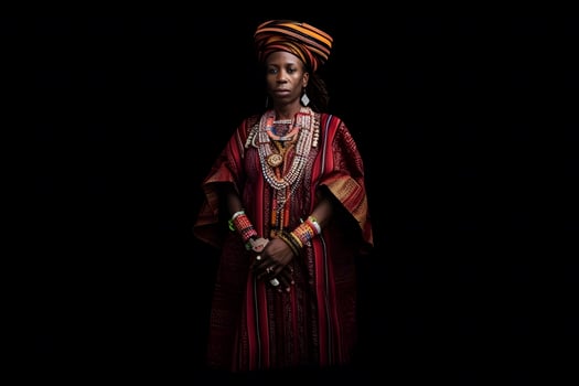 AI generated Beautiful African woman in ethnic dress. Neural network AI generated photo