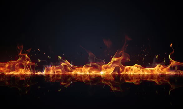 AI generated Abstract fire flames isolated on black background photo