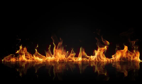 AI generated Fire flames on black background. Abstract blaze fire flame texture background. photo