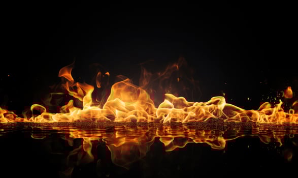 AI generated Fire flames on black background. Abstract blaze fire flame texture background. photo