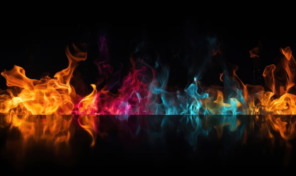 AI generated Fire flames isolated on black background, Abstract fire flames background photo
