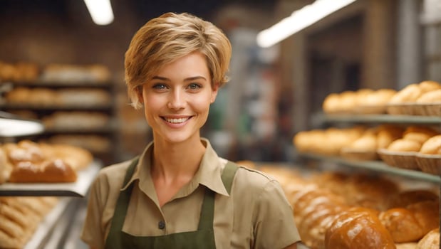 AI generated Girl owner of the bakery photo
