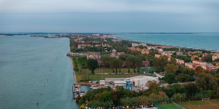 Aerial view of the Lido de Venezia island in Venice, Italy. photo