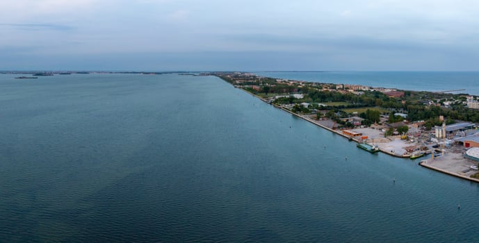 Aerial view of the Lido de Venezia island in Venice, Italy. photo