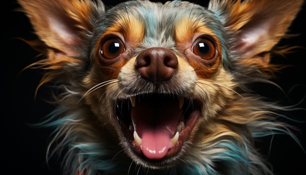 AI generated Cute puppy portrait, close up, looking at camera generated by AI photo