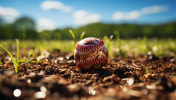 AI generated Playing baseball on grass, a summer team sport generated by AI photo