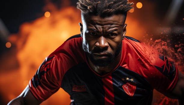 AI generated Young African American athlete competing in a night sport generated by AI photo