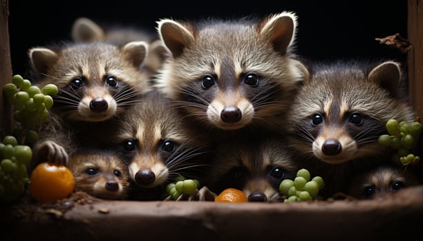 AI generated Cute small mammal raccoon looking at camera generated by AI photo