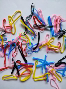Colorful rubber bands or Mini Rainbow Purse Hair Bobbles, Colorful children's hair bands photo