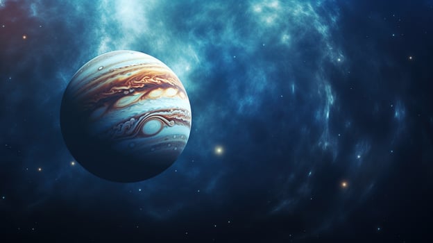 AI generated Jupiter Planet in Space. Celestial, Cosmic, Solar System, Astronomy, Universe, Galactic, Planetary photo