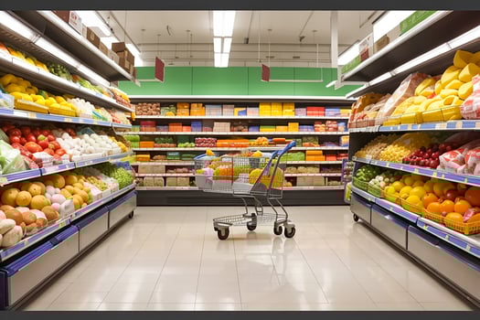 AI generated food cart in a supermarket photo