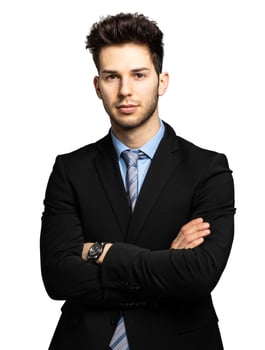 Young manager portrait isolated on white photo