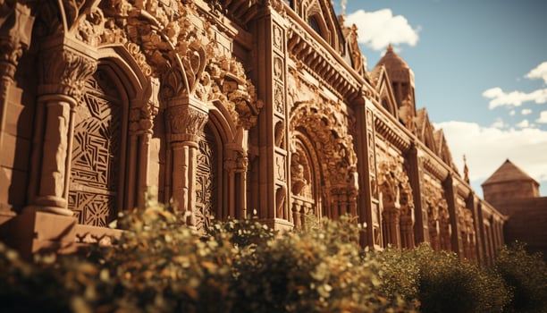 AI generated Ancient architecture, famous monument, old ruin, ornate decoration, gothic style generated by AI photo