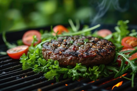 AI generated Delicious grilled meat with vegetables professional advertising food photography photo