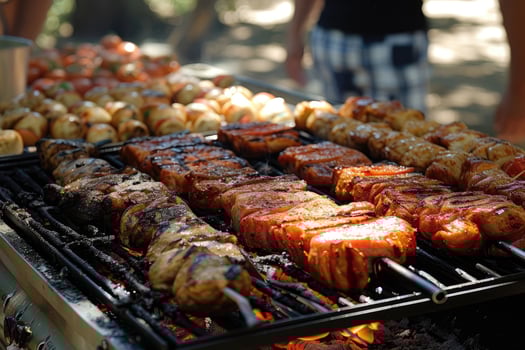 AI generated Delicious grilled meat with vegetables professional advertising food photography photo