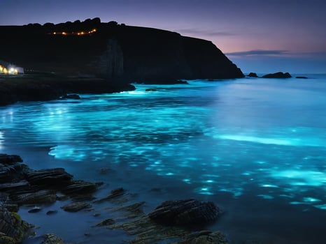 AI generated The cornish coast bioluminescent sea. Free Download photo