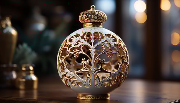 AI generated Elegant antique vase illuminates ornate Christmas celebration generated by AI photo