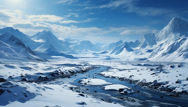 AI generated Majestic mountain peak, tranquil scene, beauty in nature generated by AI photo