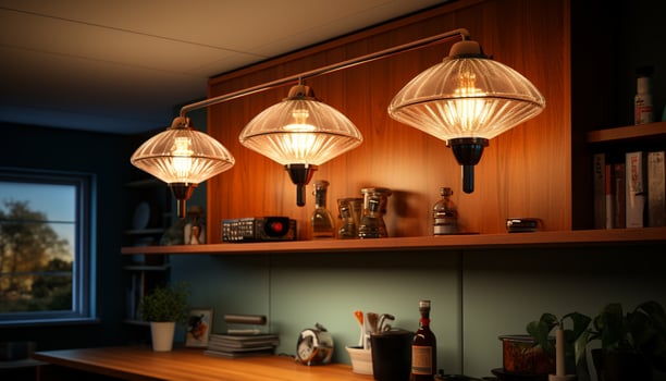 AI generated Modern home interior with elegant lighting equipment generated by AI photo