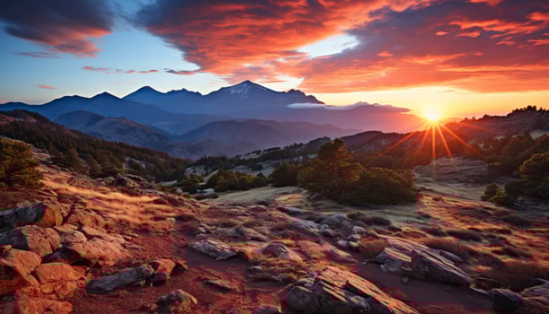 AI generated Majestic mountain peak, nature beauty in panoramic view generated by AI photo