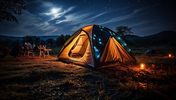 AI generated Camping under the stars, nature illuminated beauty generated by AI photo