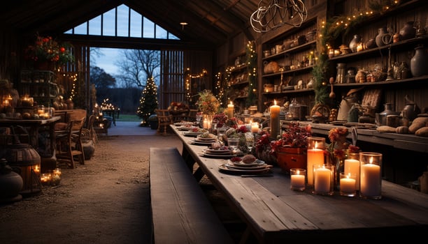 AI generated Christmas tree illuminated with candlelight brings warmth generated by AI photo